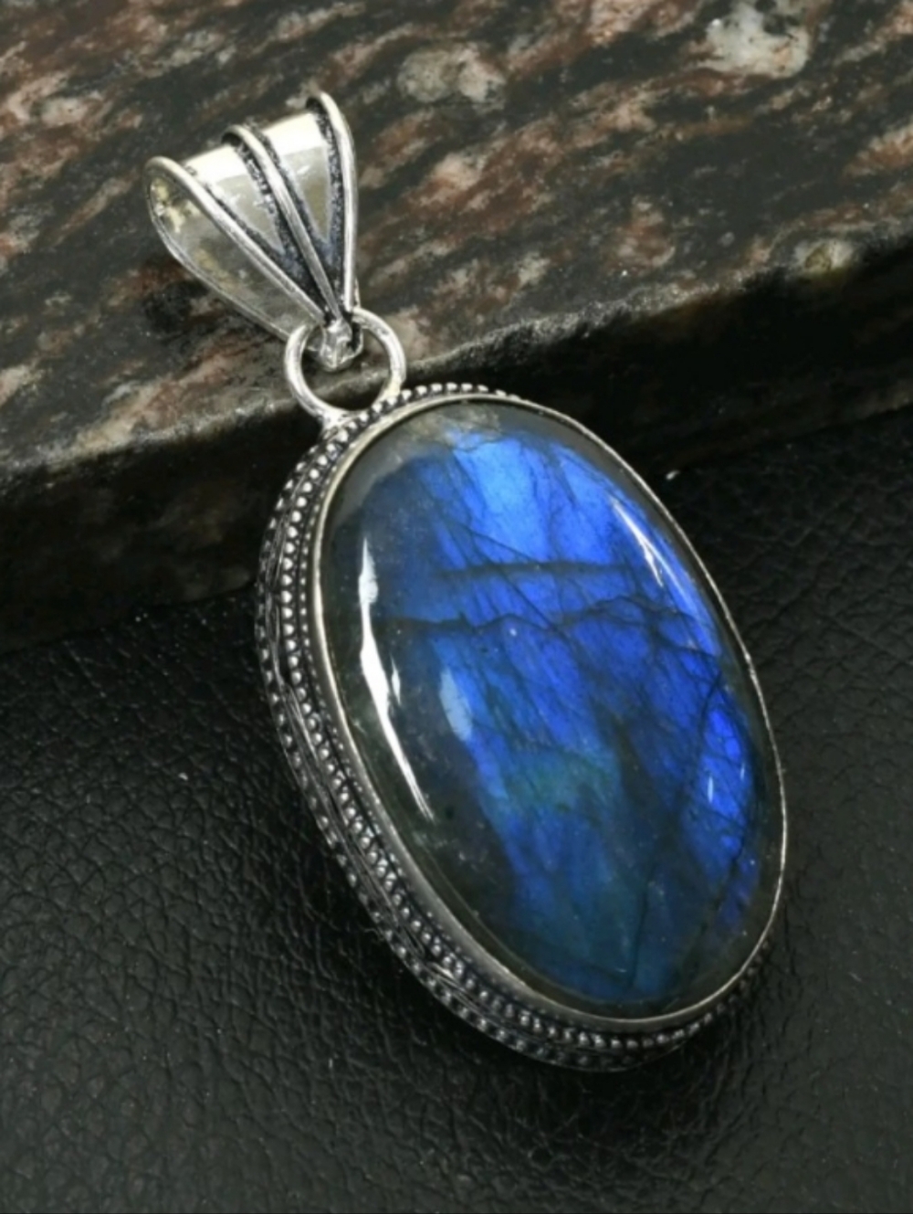 Labradorite Gemstone Jewelry 925 Sterling Silver Antique Design Pendant Necklace